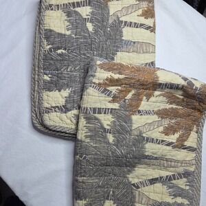 Tommy Bahama Quilted Pillow Shams‎ Palm Tree Tropical Beige Brown Beach